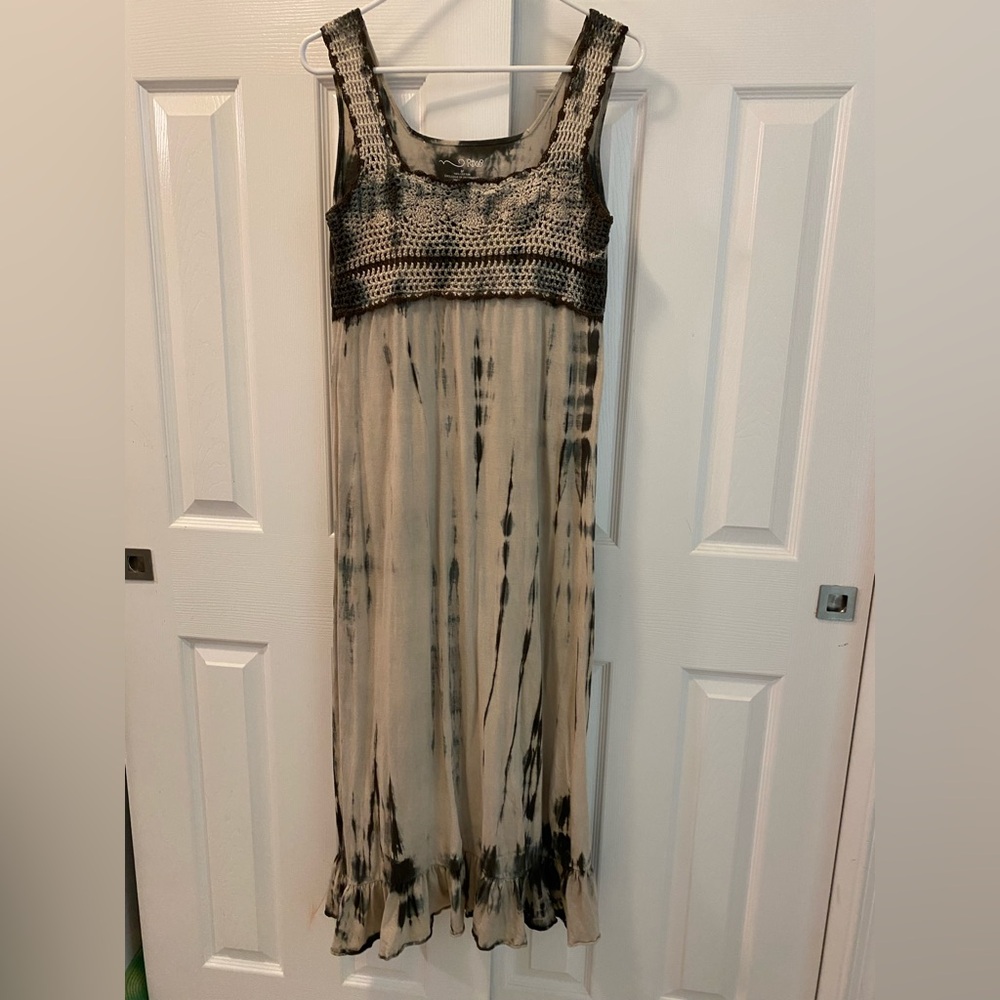 ✨2 for $10 ✨ RXB | Crotchet Top Tank Dress | Black/Taupe Tie-Dye | M | Flaw